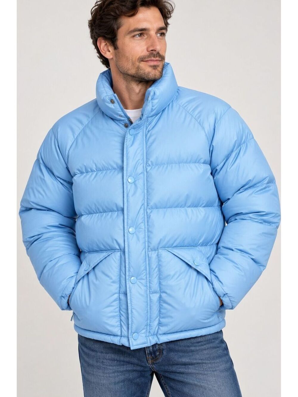 Vintage 80's Down East Goose Down Puffer Jacket Blue Quilted Ski Outdoor Retro